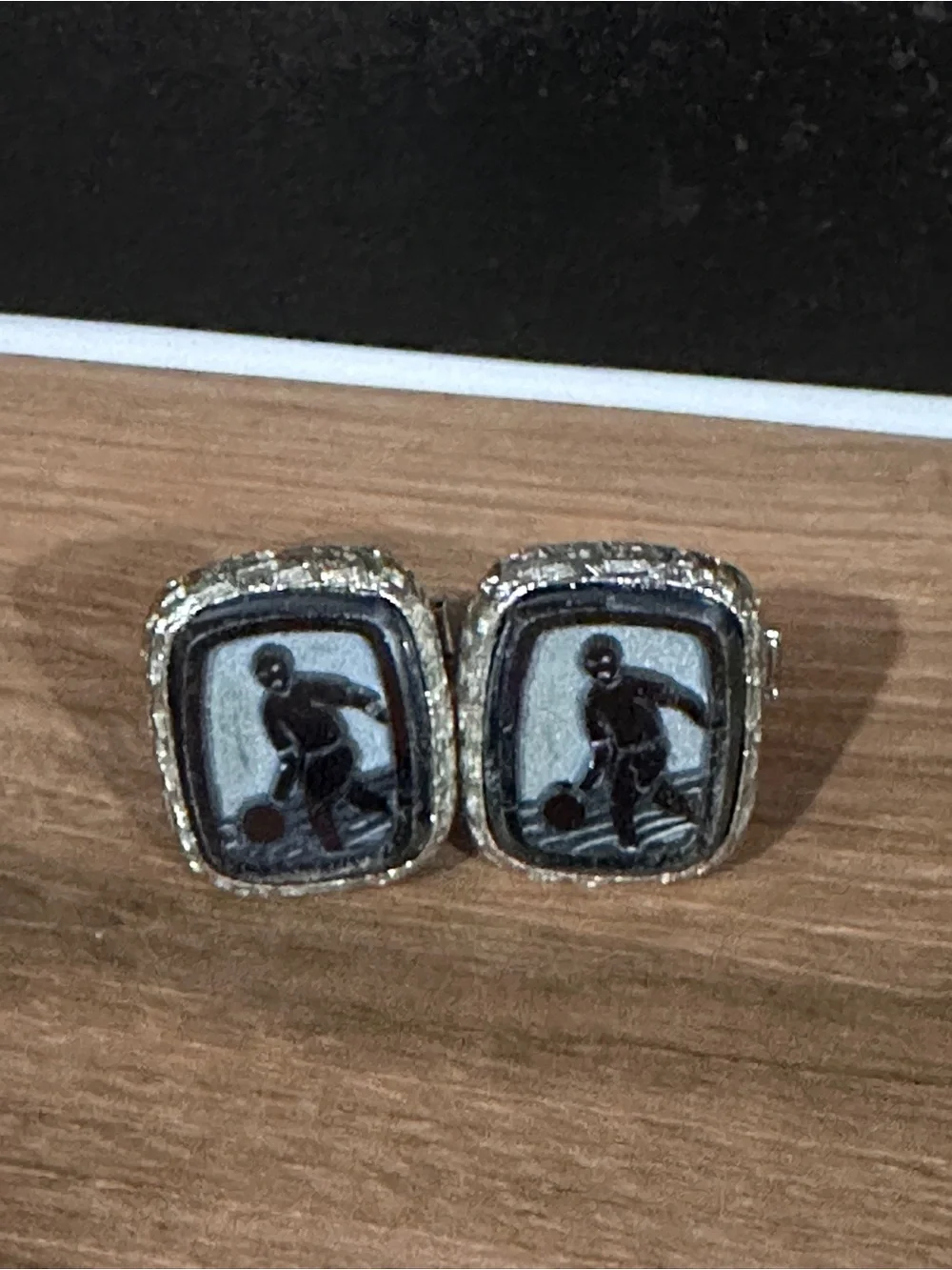 Vintage Silver Tone Set Of Men’s Bowler Bowling Cufflinks Retro Unique